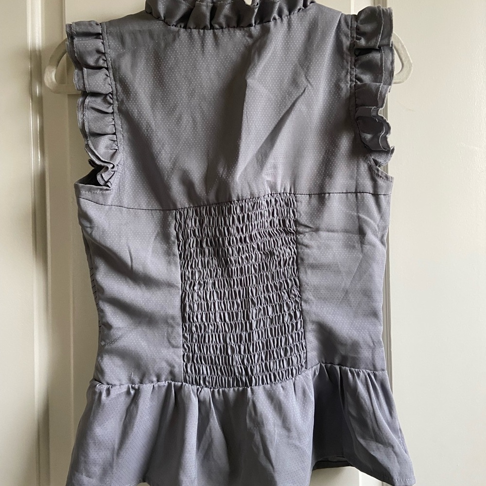 Grass Collection Gray Ruffled Blouse - Picture 3 of 3
